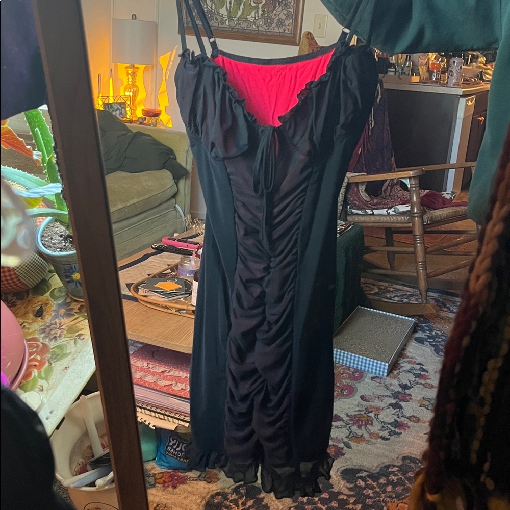 Black and Red Ruched Dress